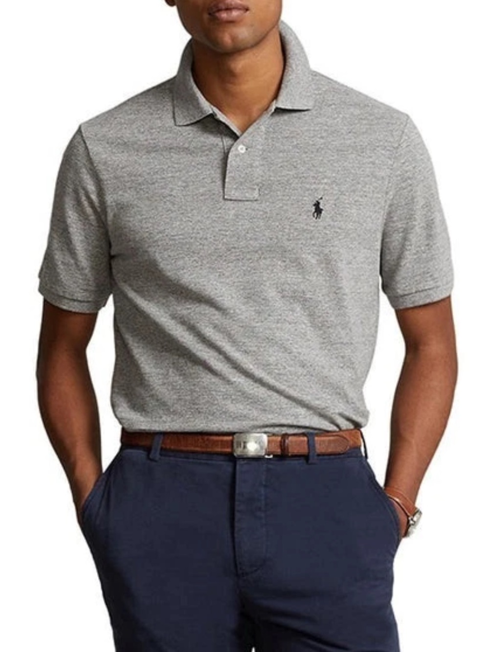 Polo Ralph Lauren Custom Slim Fit Gray Polo Shirt Men’s M Short Sleeve Logo